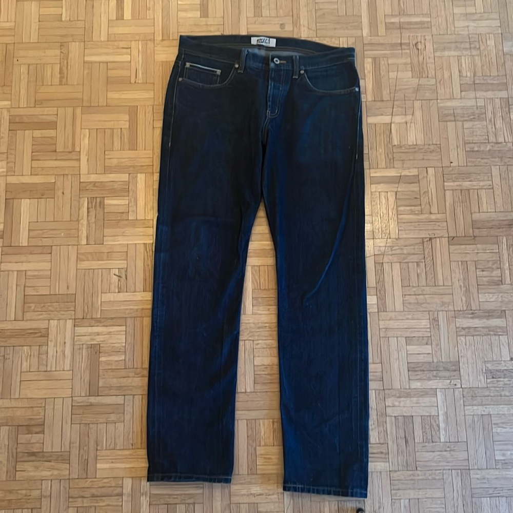 NAKED & FAMOUS JEAN. Left hand twill selvedge. Weird guy cut